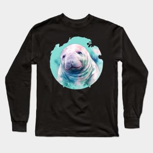 Watercolor Manatee Long Sleeve T-Shirt